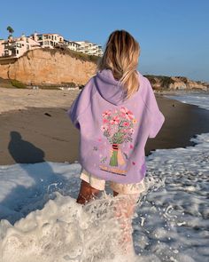 "Gift Giving" Oversized Lux Hoodie in Lavender – Dandy Worldwide Dandy Worldwide, Pastel Hoodie, Bouquet Embroidery, Watch The Sunset, Trendy Hoodies, Cute Hoodie, Fire Fits, Cute Sweatshirts, Warm Hug