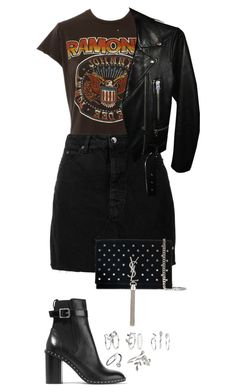 Fall Rock Outfits, Rocker Girl Outfits Rock Style, Rock Style Girl, Grunge Leather Lace-up Boots For Alternative Fashion, Grunge Outfits Skirts Black, Elegant Punk, Grunge Leather Skirt Outfit, Black Grunge Denim Skirt For Fall, Ankle Boots Outfit