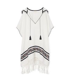 tory burch cover up | jasmineelias.com | beach style Fringe Bathing Suit, Fringe Swimsuit, White Poncho, Beach Poncho, Fringe Poncho, Beach Clothes, Hippy Chic, Hooded Poncho