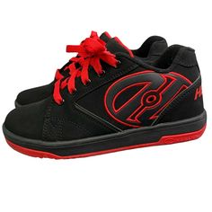 Heelys Propel 2.0 skate shoes in youth size 5. Black with red trim, lace up with single wheel. No tool or insert included. Barely worn. Very nice condition. Condition: Pre-Owned Good Skate Shoes With Red Sole And Round Toe, Skateboarding Shoes With Red Sole And Round Toe, Skateboarding Skate Shoes With Red Sole And Round Toe, Heelys Roller Shoes, Roller Shoes, Room Stuff, Bed Room, Skate Shoes, Christmas List