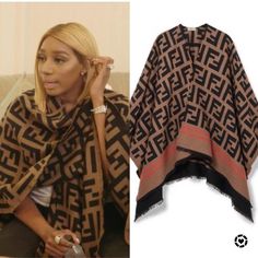 Luxury Casual Women's Poncho, Luxury Casual Winter Poncho, Luxury Women's Poncho With Scarf, Nene Leakes Style