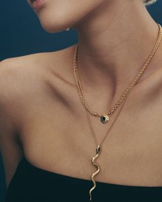 The Avita necklace in Polished 18K Gold Vermeil features a Serpent pendant with a Sapphire stone sitting at the snake's head. Unconscious Mind, Necklace Sapphire, Byron Bay Australia, Gold Vermeil Jewelry, Vermeil Jewelry, Necklace Online, Sapphire Stone, Byron Bay, Curb Chain