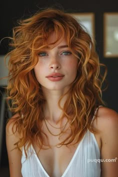 Textured Curly Hair, Romantic Curls, Curly Hair With Bangs, Summer Hair Color, Boho Hairstyles, Haircuts With Bangs, Winter Hairstyles, Hair Game, Ginger Hair