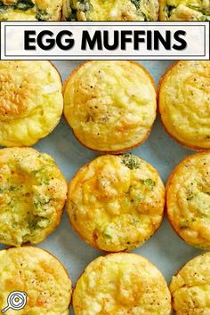 egg muffins with broccoli and cheese on top