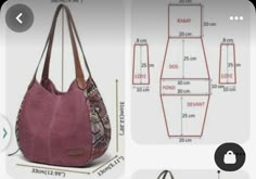 an image of a handbag with measurements on the front and side, as well as instructions for how to measure it