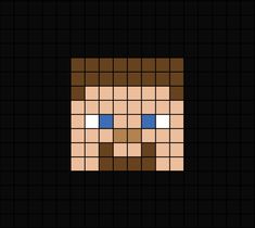 A pixel art template of Steve's face (8 by 7, flat, no tone) from Mine-craft the video game. Minecraft Items Pixel Art, Peter Beads, Perler Templates, Pixel Portrait, Milk Drawing, Minecraft Cookies, Minecraft Face, Minecraft Pattern, Minecraft Drawings