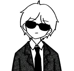 a drawing of a person wearing sunglasses and a tie