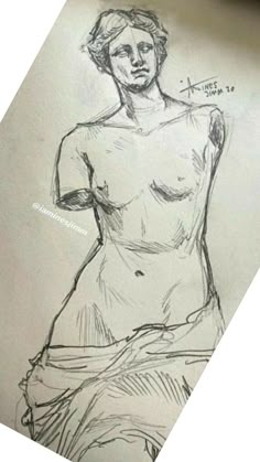 a pencil drawing of a naked woman sitting on a chair with her hands behind her back