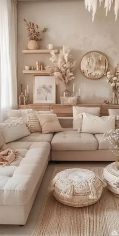 a living room filled with lots of furniture and decor