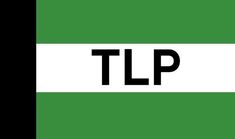 a green and white sign with the word tlp in black on it's side