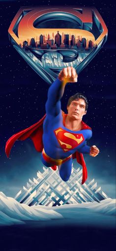 the superman movie poster is shown in full color