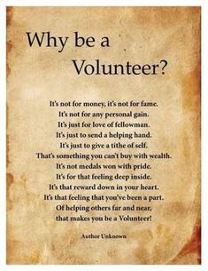 an old paper with the words, why be a volunteer?