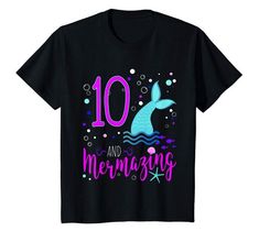 a black shirt with the number eight and mermaids on it