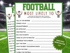 two football most likely to printable game cards