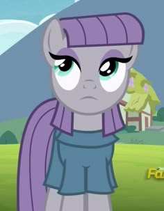 a pony with purple hair and big eyes