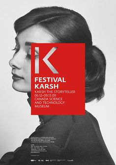 an advertisement for festival karsh featuring a woman's profile and clock in the background