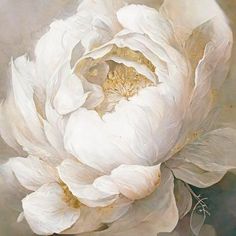 a painting of a white flower on a gray background