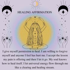 Spiritual Psychology, Chakra Affirmations, Healing Affirmations, Spiritual Prayers, Healing Meditation, Self Love Affirmations