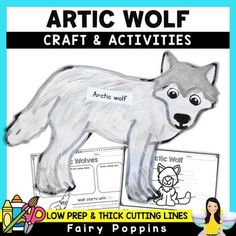 the arctic wolf craft and activities for kids to learn how to draw, cut and color