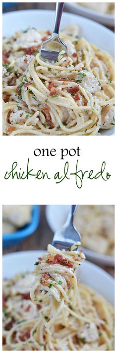 one pot chicken alfredo is the perfect meal for two