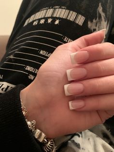 Mail Inspo Square Medium, Ami Charlize Nails, Straight Line French Tip Nails, Short Acrylic French Tips, French Tips Square Nails, Basic French Tip Nails, Short Square Acrylic Nails French Tips, Short Acrylic French, White French Square