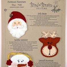 the brochure has three different types of santa claus, reindeer and snowman