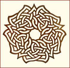 an intricate design in brown and white with a red border on the bottom right corner