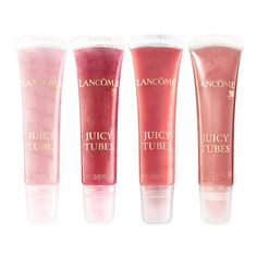 These come in translucent and shot-with-shimmer shades and are pure deluxe-gloss perfection. Lancome Juicy Tubes, $18; lancome-usa.com - ELLE.com Lancome Juicy Tubes, Discontinued Makeup, Juicy Tubes, Koleksi Makeup, Homemade Moisturizer, Shiny Lips, Lancome Makeup, Gloss Labial