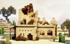 a minecraft tutorial Minecraft Cottage Blueprints, Minecraft Desert House, Minecraft Blueprint, Minecraft Cottage House, Cozy Minecraft, Big Minecraft Houses, Cottage Blueprints, Farmhouse Blueprints, Minecraft Desert