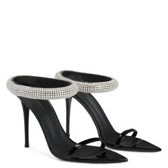 INTRIIGO GALASSIA Black Designer Heels, Moda Milano, Zanotti Heels, Haute Couture Paris, Giuseppe Zanotti Heels, Shoe Ideas, Hot Heels, Fancy Shoes, Mule Sandals