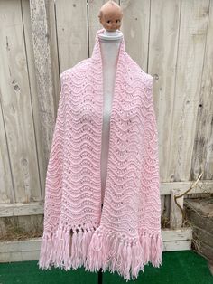 "Beautiful 1970s hand-knit light pink shawl. It's nice size shawl and very soft and warm. The shawl is 74\" long and 26\" wide. It's in fabulous vintage condition Items are shipped out within 1-2 business days. If you have any questions please feel free to message me I reply quickly. Check out the rest of my shop www.etsy.com/shop/alwaysvintagenvogue Thank you for looking and happy shopping!" Vintage Pink Shawl Scarf, Vintage Pink Shawl Scarves, Pink Vintage Shawl Scarf, Pink Crochet Shawl One Size, Blanche Devereaux, Pink Shawl, Twist Front Top, Silk Jumpsuit, Palm Desert