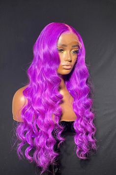 Color: Purple Cap Size: Head Circumference about 22.5" - 23" Length: 22" (4 bundles) 20 inch 5x5 Wig Tpe: Lace closure Lace Type: High Quality HD Lace Purple Wig, Hd Lace, Head Circumference, Lace Closure, Hair Goals, Color Purple, Wigs, Bundles, Dress Up