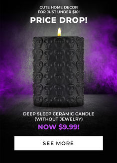 HUGE price drop on our DEEP SLEEP candle! The perfect spooky season decor that also makes a wonderful Halloween gift! Repurpose this Halloween skull themed candle into a lovely decor piece! Cheap Gothic Rings For Halloween, Gothic Skull Ring In Stainless Steel For Halloween, Halloween Black Skull Ring, Gothic Dangle Halloween Jewelry, Gothic Hypoallergenic Halloween Earrings, Halloween Products, Season Decor