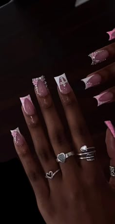 Long Acrylic Nail Designs, Dope Nail Designs, Her Nails, French Acrylic Nails