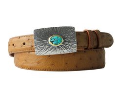 The silver and turquoise one piece buckle is the type of design that many Santa Fe visitors search for. Classy, but with a hint of southwestern flair, this buckle can bring a touch of Santa Fe to your wardrobe without overpowering your look. Tom Taylor buckles and handmade leather belt straps are sold separately. Buckles Western, Gold One Piece, Custom Leather Belts, Turquoise Belt, Southwest Jewelry