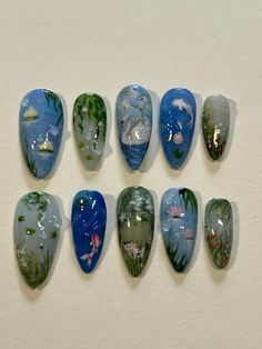 Swan Pond, Vintage Nail Art, No Chip Nails, Graduation Nails, Fantasy Nails, Ombre Acrylic Nails, Cute Nail Art Designs