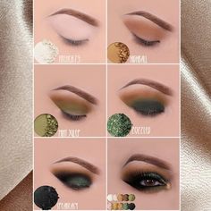 Green Makeup Tutorial, Gatsby Glam, Glam Eyeshadow, Foil Eyeshadow, Make Up Gold, Eye Makeup Steps, Green Makeup, Eye Makeup Designs, Makeup Eye Looks