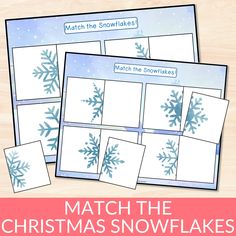 match the snowflakes with matching pictures to make them look like they are in winter