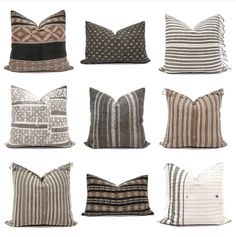 six pillows with different patterns on them