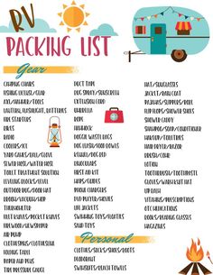 the rv packing list is shown here