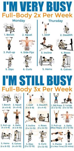 an exercise poster with the words i'm very busy, full body 2x per week