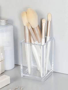 Clear Makeup Brush Storage Box, 1pc Plastic Makeup Organizer, Eyebrow Pencil Cosmetic Storage Bucket, Pen Pencil Cup Holder, Toothbrush Holder, Desk Organizer, For Dresser, Bathroom, Vanity & Countertop,Room,Home,Bedroom,Bathroom,House,Pink Room,Living Room Decor,Travel Stuff,Gift Bag,Gifts For Mom,Dad,Men,Friends,Teacher,Birthday,Wedding,Desk,Shelves,Accessories,Gift Boxes,Funny Gift,Storage,Makeup Brush Holder Multicolor    PS  Makeup Brush Storage   Beauty Tools, size features are:Bust: ,Length: ,Sleeve Length: Clear Makeup Brush Holder, Make Up Brush Holders, Makeup Holder Organizers, Pencil Cup Holder, Makeup Brush Organizer, Brush Organizer, Pot Storage, Brush Storage, Makeup Organizers