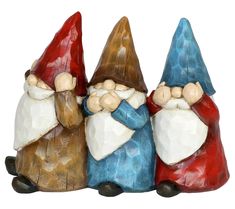 Make your garden stand out with these rustic gnomes depicting the "See No Evil, Hear No Evil, Speak No Evil" trio. From Exhart. Gnomes Clay, Do No Evil, Hear See Speak No Evil, Clay Gnomes, Garden Gnomes Statue, Outdoor Garden Statues, Yard Sculptures, Garden Figurines, Hear No Evil