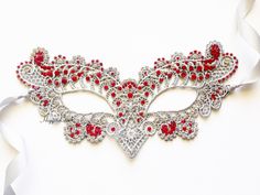 "Gorgeous dazzling Lace Masks, light and comfortable to wear all night long. Perfect for Masquerade Proms, weddings and Mardi Gras! Lightweight lace base painted & embellished in colors listed or custom painted to match your outfit. S H I P P I N G - Processed same day or within 24 hours. 1-2 day guaranteed delivery services offered, add items to cart and click on shipping tab for rates. Pls leave a check out note with your need date & contact number (especially for expedited and custom Traditional Red Masquerade Mask For Carnival, Red Eye Mask As Gift, Red Eye Mask As A Gift, Red Eye Mask For Gift, Red Carnival Mask For Festivals, Red Carnival Masks For Festivals, Red Party Masks For Mardi Gras, Red Eye Mask For Carnival, Red Eye Mask For Party