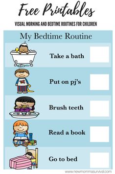 the printable bedtime routine for children