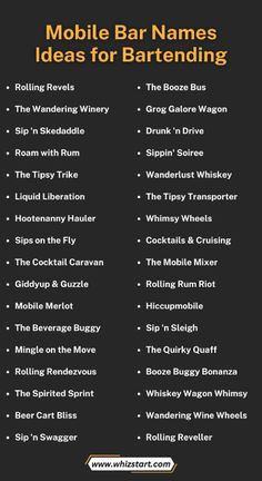 the mobile bar names for bartenders