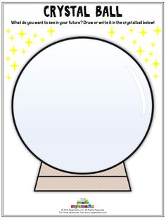 a crystal ball with stars around it and the words crystal ball written in black ink