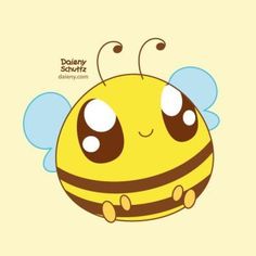 a cute little yellow bee with big eyes