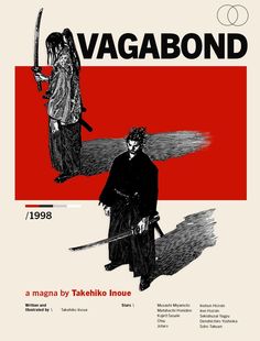 an advertisement for the movie vagabond, featuring two men with swords in their hands