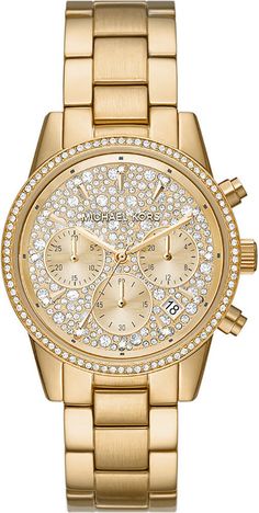 Michael Kors Watch Ritz Pave Ladies MK7310 Watch | Jura Watches Evening Accessories, Gold Armband, Minerals Crystals, Chronograph Watch, Quartz Movement